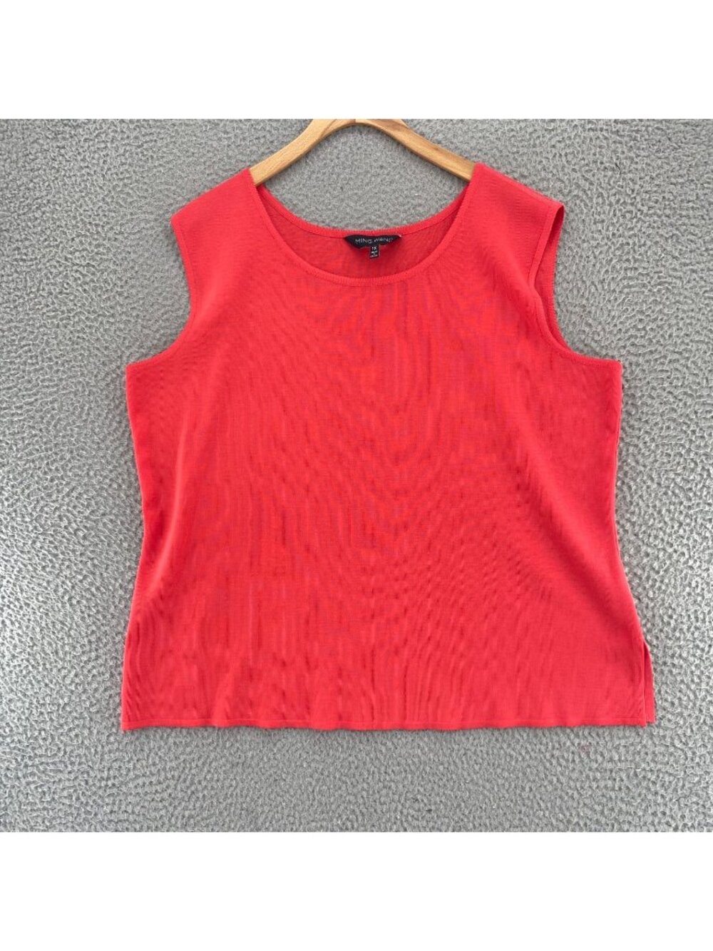 Ming Wang Top Womens 1X Coral Knit Scoop Neck Sleeveless Tank Stretch Everyday